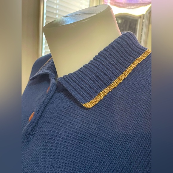 CYRUS LADIES BLUE SWEATER W/GOLD TRIM - Picture 2 of 6
